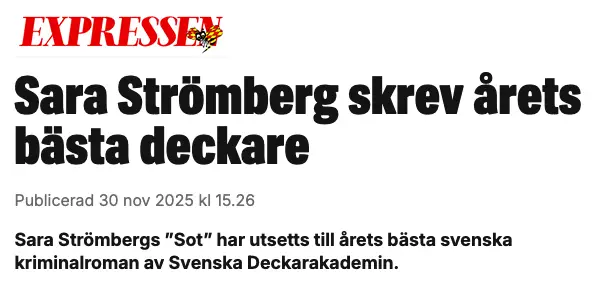 Sara Strömberg skrev årets bästa deckare